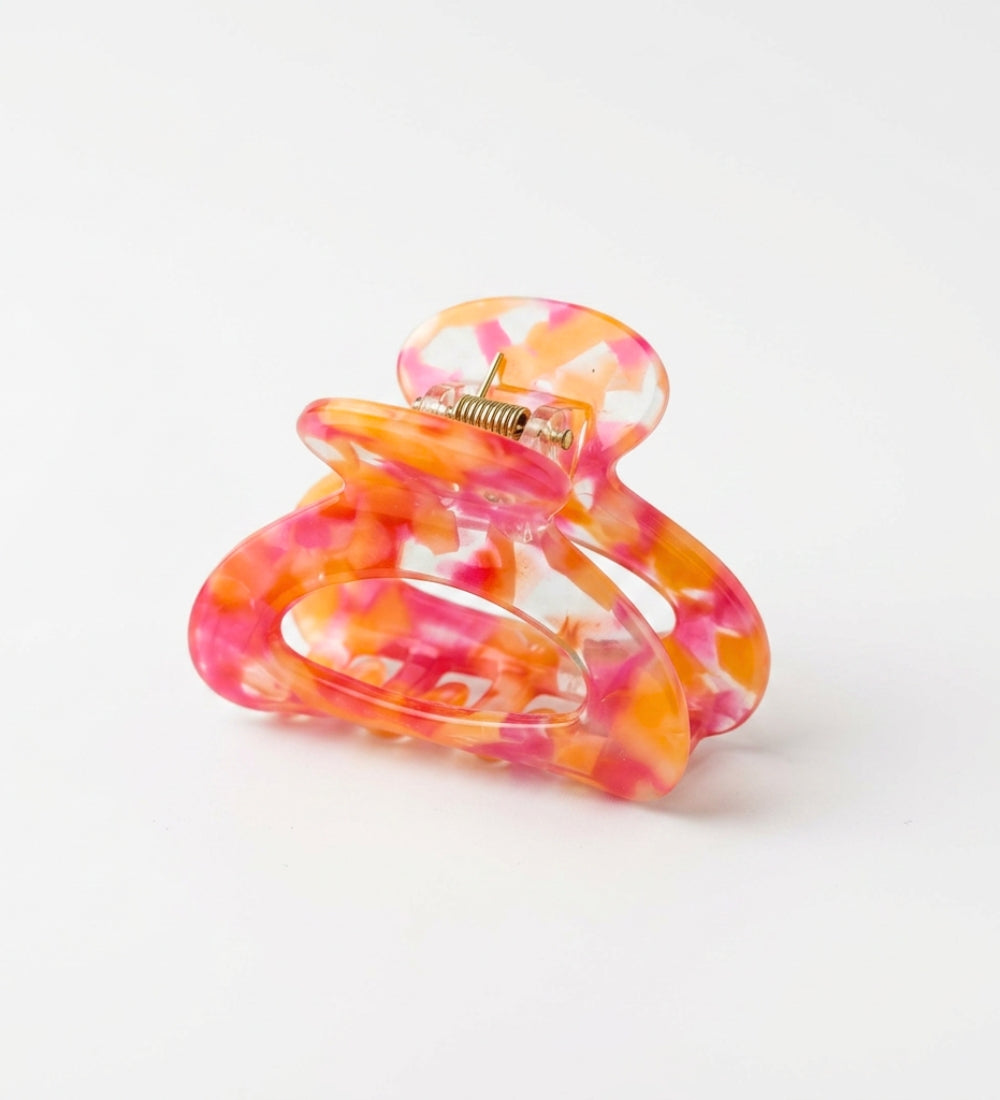 Haarklammer S Oval Pink/Orange