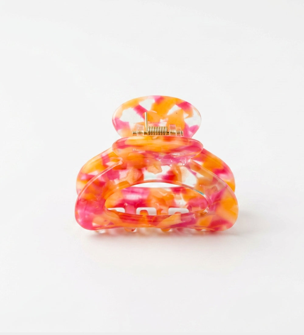 Haarklammer S Oval Pink/Orange