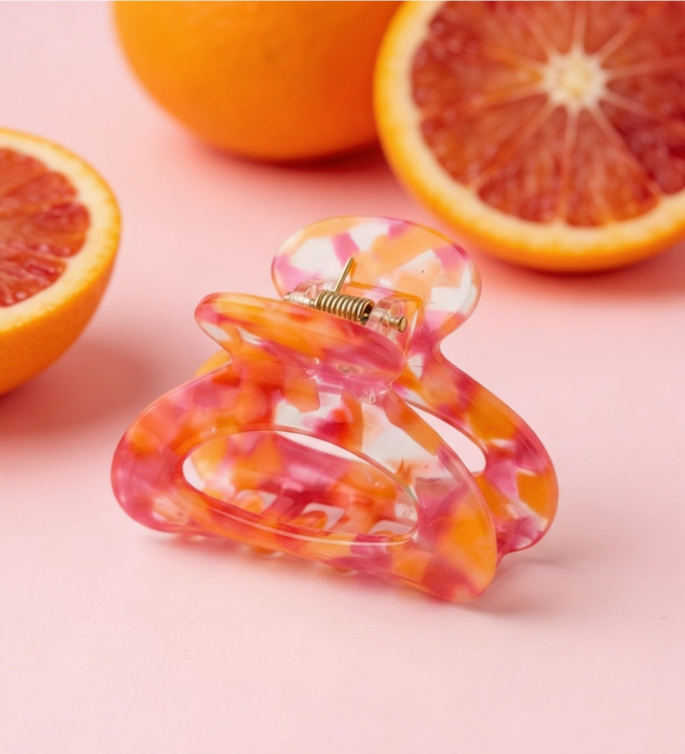 Haarklammer S Oval Pink/Orange